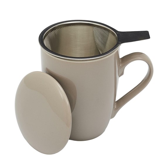 Kubek MIRA  z Zaparzaczem i Pokrywką Beżowy