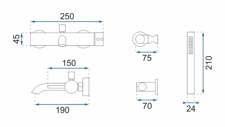 Bateria Wannowa LUNGO Chrom