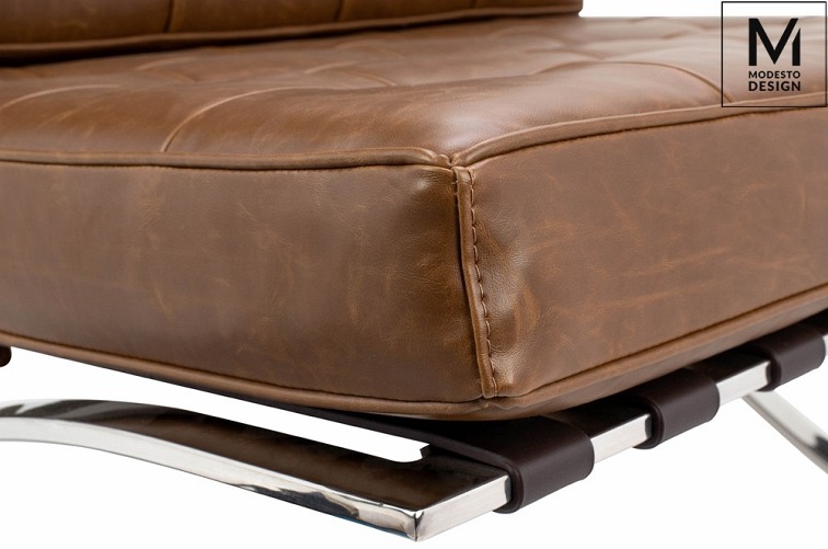 Fotel BARCELON VINTAGE PU Srebrny/Brązowy