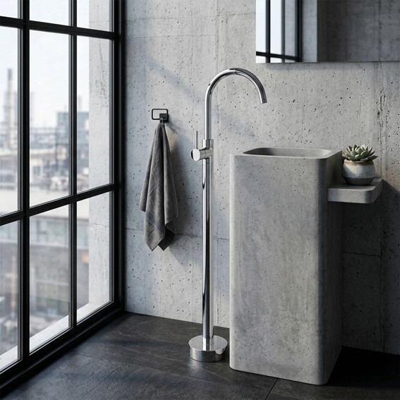 Bateria Umywalkowa Podłogowa LUNGO Chrom