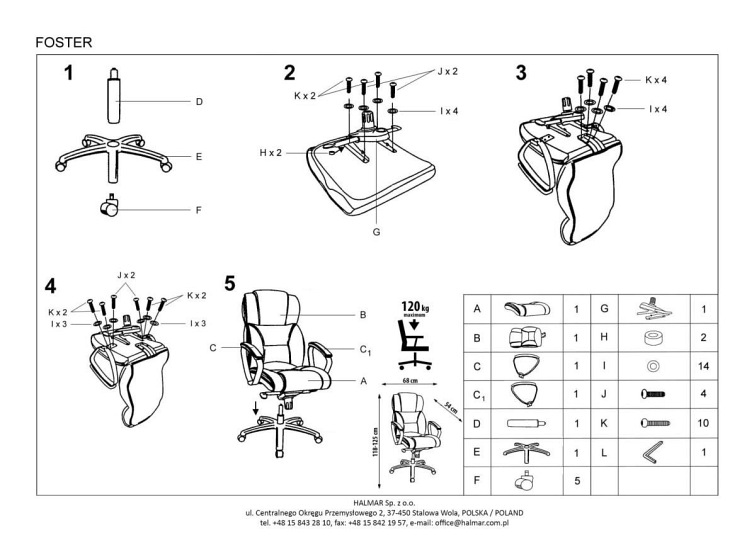 Fotel Gabinetowy FOSTER Ciemny Brąz