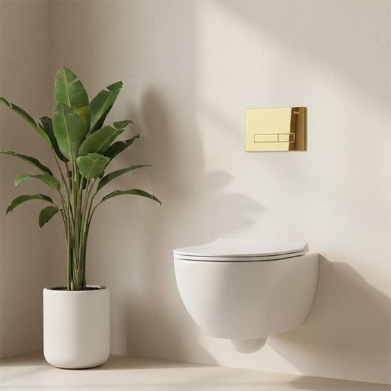 Stelaż Podtynkowy WC z Przyciskiem HD Złoty