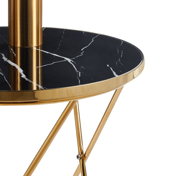 Ława L11-FX (G) fi50 Czarny Marmur/Złoty