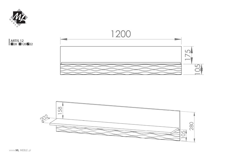 Półka ARTIS 12 Dąb Artisan
