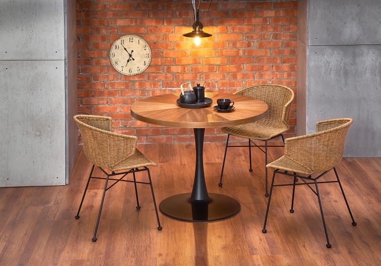 Stół Okrągły CARMELO fi100 Orzech/Czarny