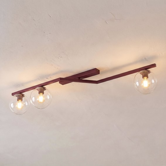 Lampa Sufitowa NATON 3 Burgundowy/Transparentny