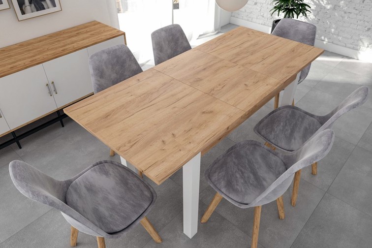 Stół Rozkładany ST22-FX (120-160)x67 Dąb Złoty Craft/Biały