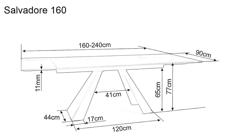 Stół Rozkładany SALVADORE (160-240)x90 Efekt Drewna Brąz/Czarny