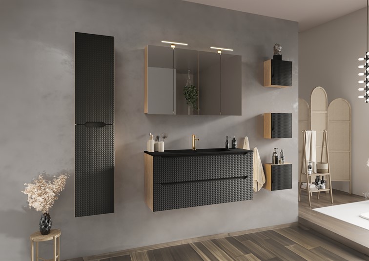 Umywalka Meblowa Dwukomorowa SKY Czarny Mat