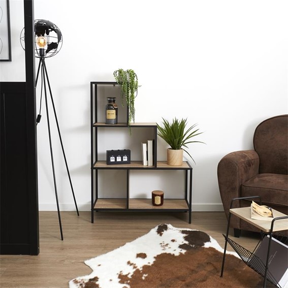 Regał Schodkowy EDISON M Naturalny/Czarny