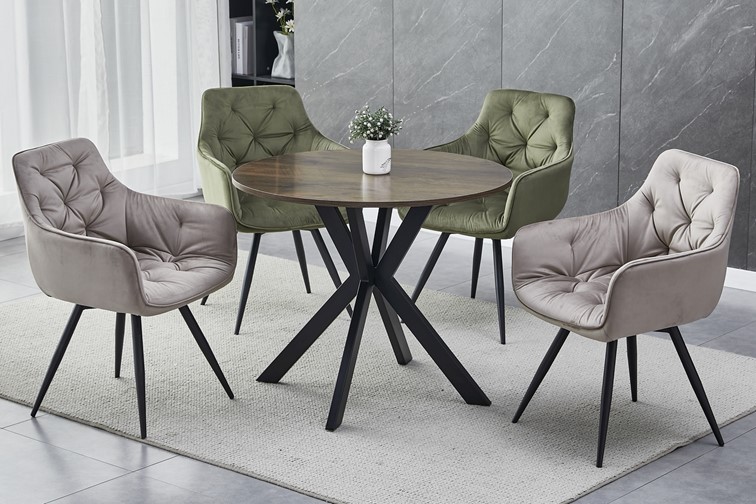 Stół TALIA II fi90 Czarny/Orzech