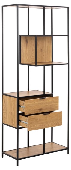 Regał SEAFORD II z Szufladami Dąb Naturalny/Czarny