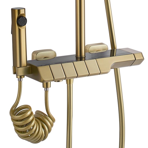 Zestaw Natryskowy ROB z Termostatem Złoty Szczotkowany