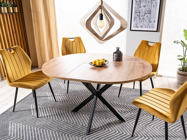 Stół Rozkładany GASTON fi100(135) Czarny/Dąb Artisan