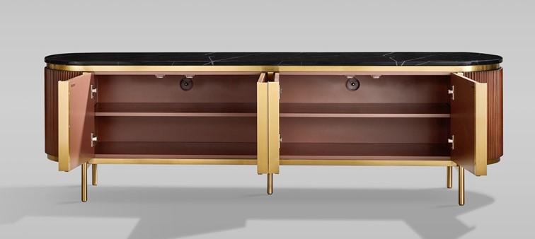 Komoda RTV STILIG ST382D Złoty/Brązowy/Czarny