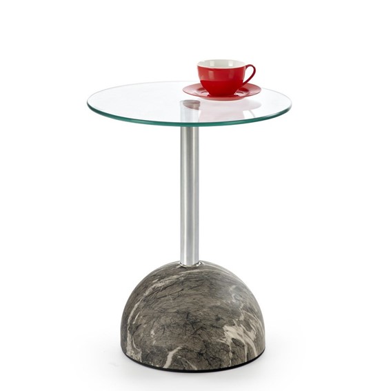 Ława ARIANA fi40 Popielaty Marmur/Transparentny