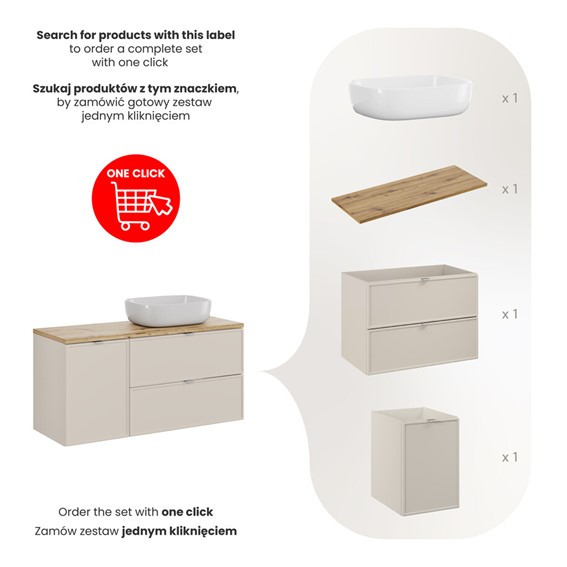 Zestaw Meblowy SMILE 120cm Kaszmirowy Mat/Dąb Artisan