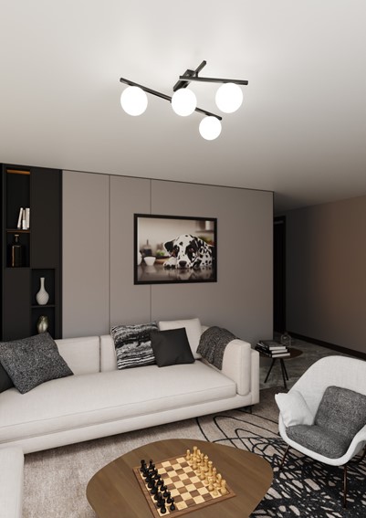 Lampa Sufitowa SMART 4 Czarny/Opal