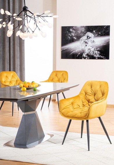 Stół Rozkładany CORTEZ CERAMIC (210-160)x90 Efekt Marmur/Antracyt