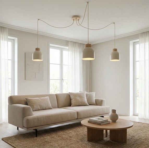 Lampa Wisząca KRU 3 Beżowy