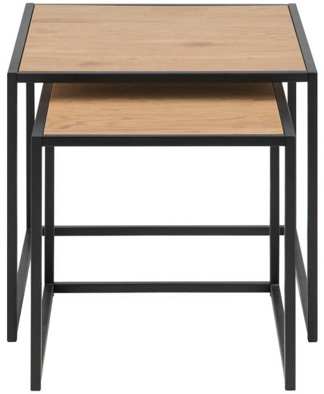 Zestaw Stolików SEAFORD Czarny/Dąb