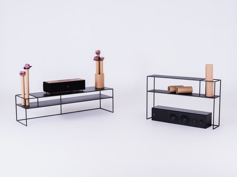 Stolik RTV Senso Flower Metal L 170x45 Czarny