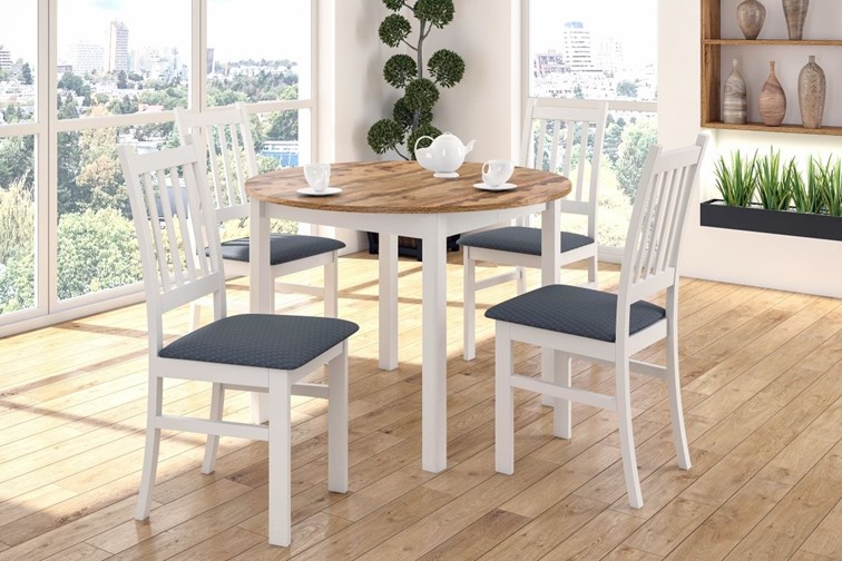 Stół Rozkładany ST5-FX (102-144)x102 cm Dąb Wotan/Biały