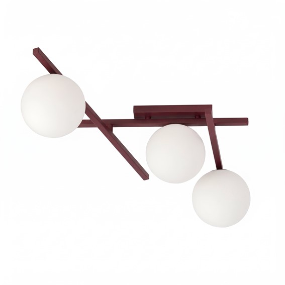 Lampa Sufitowa SMART 3 Burgundowy/Opal