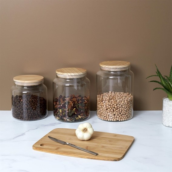 Słoik do Przechowywania z Drewnianą Pokrywką 1,9l