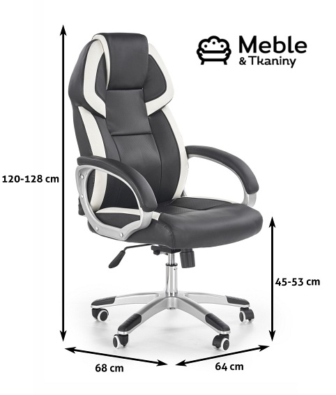 Fotel Gamingowy Obrotowy BARTON Czarny/Biały