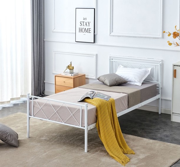 Łóżko Metalowe 90x200 cm MBD9216 Biały