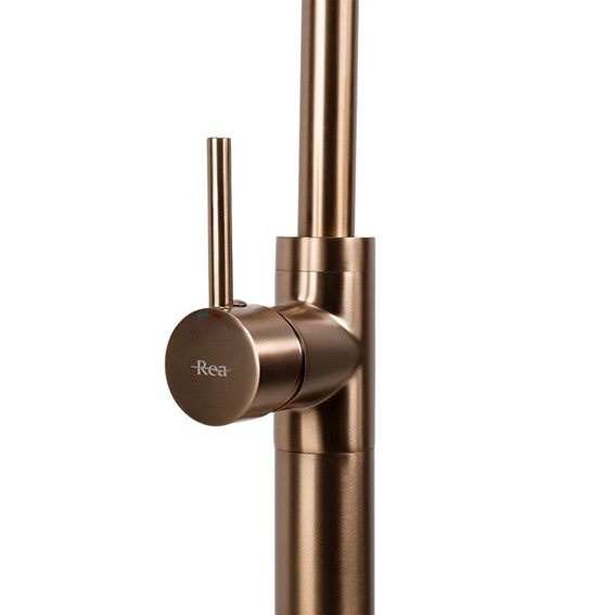 Bateria Umywalkowa Podłogowa LUNGO Miedź Szczotkowana