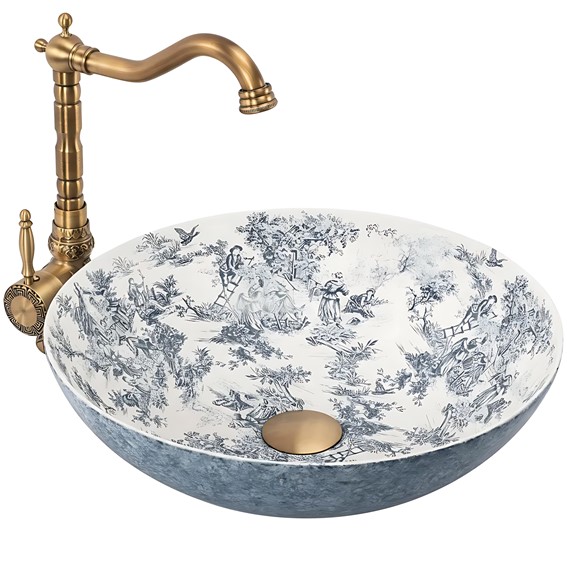 Umywalka Nablatowa JULIANA Biały/Niebieski