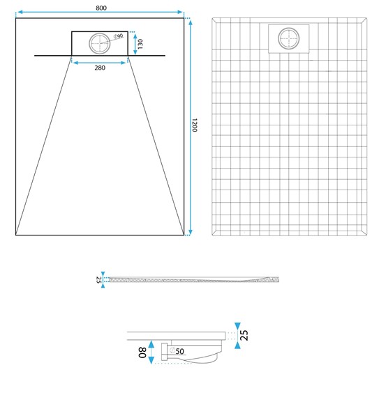 Brodzik Prysznicowy BAZALT 80x120 Biały