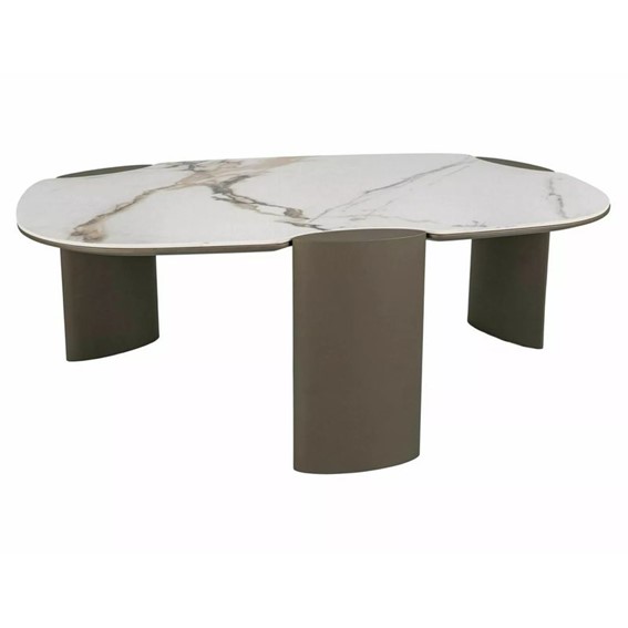 Ława ADORO B 105x65cm Biały Połysk/Miedziany
