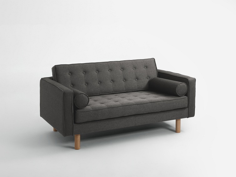 Sofa 2 os. Topic Wood 162x88x80 Stalowy/Naturalny