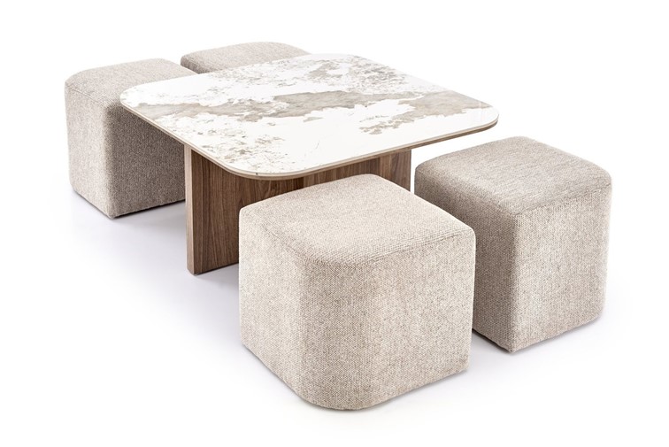 Ława ARAKIS Beżowy Marmur/Orzechowy