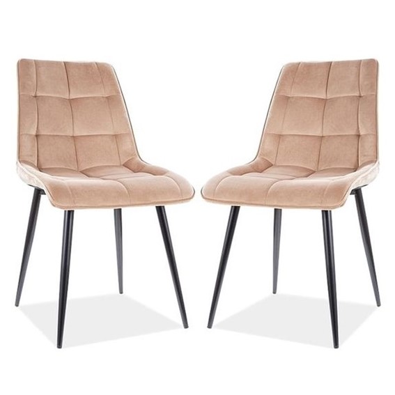 Zestaw 2x Krzesło CHIC Velvet Czarny/Beż