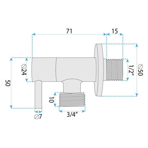 Zawór Kątowy 01 1/2" x 3/4" Nikiel Szczotkowany