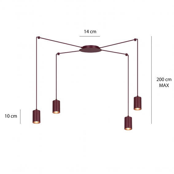 Lampa Wisząca TRAKER 4 Burgundowy