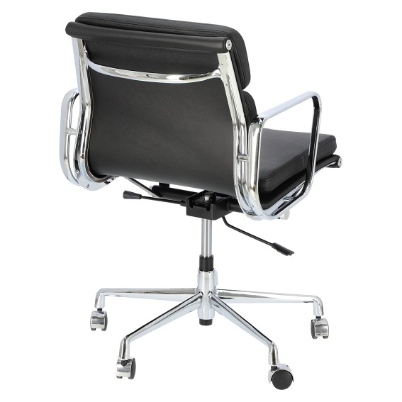 Fotel Biurowy Skóra Naturalna CH2171T Czarna/Chrom