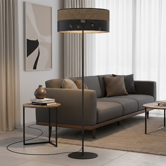 Lampa Podłogowa KARBON LP1 Czarny/Brązowy