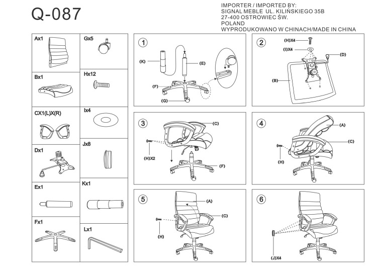 Fotel Obrotowy Q-087 Ekoskóra Czarny