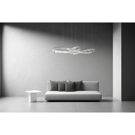 Lampa Wisząca WAVE 160B Srebrny/Transparentny
