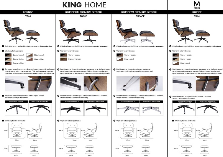 Fotel z Podnóżkiem LOUNGE HM PREMIUM Czarny/Heban