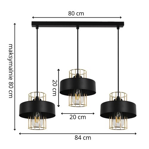 Lampa Wisząca ESTELLA 3L Czarna