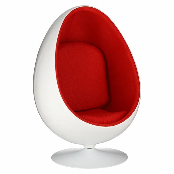 Fotel Ovalia Chair 90x80x130 Biało-Czerwony