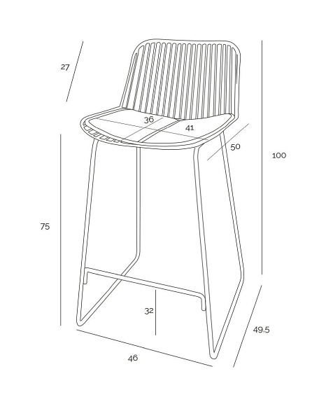 Krzesło Barowe DILL High Czarne Z Czarną Poduszką