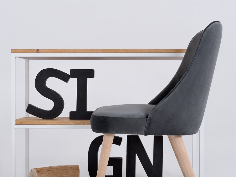 Krzesło Spring 45x50x85 Szary Bez/Naturalny