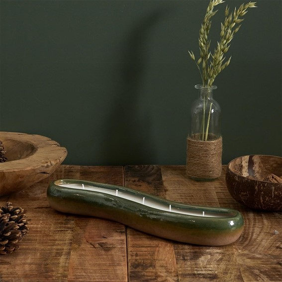 Świeca Ceramiczna Podłużna Zielony